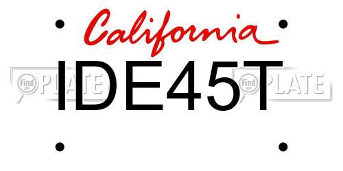 IDE45T California License Plate