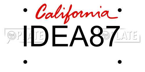 IDEA87 California License Plate