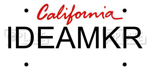 IDEAMKR California License Plate