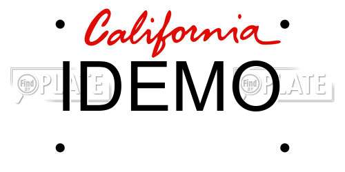 IDEMO California License Plate