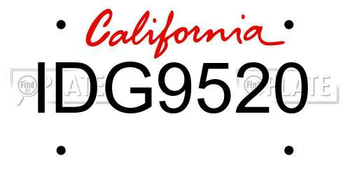 IDG9520 California License Plate