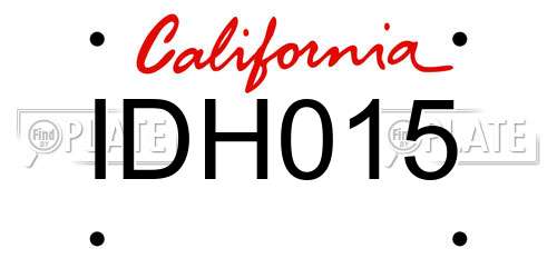 IDH015 California License Plate