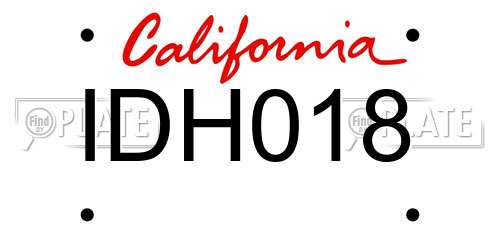 IDH018 California License Plate