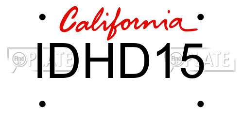 IDHD15 California License Plate