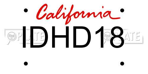 IDHD18 California License Plate