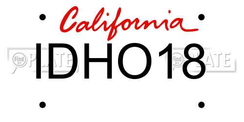 IDHO18 California License Plate