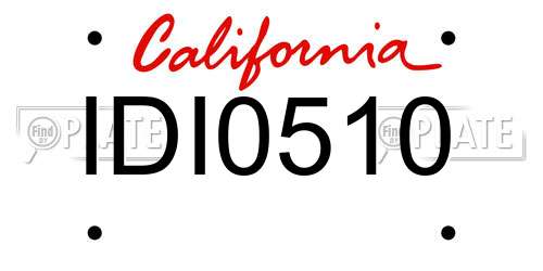 IDI0510 California License Plate