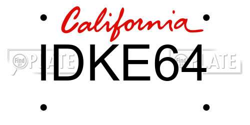 IDKE64 California License Plate