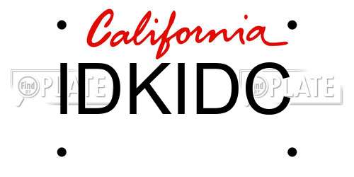 IDKIDC California License Plate