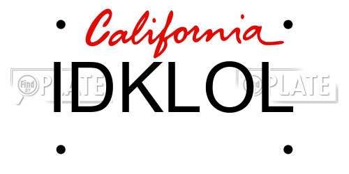 IDKLOL California License Plate