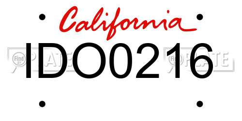 IDO0216 California License Plate