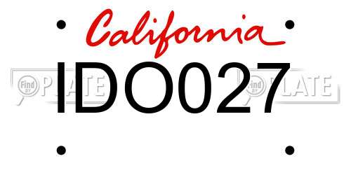 IDO027 California License Plate