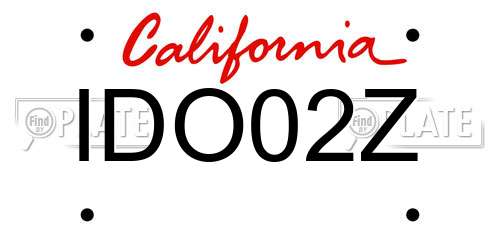 IDO02Z California License Plate