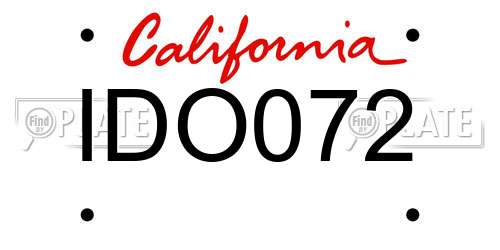 IDO072 California License Plate