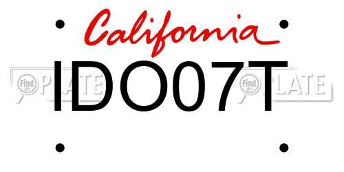 IDO07T California License Plate