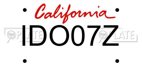 IDO07Z California License Plate