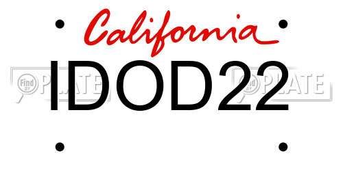 IDOD22 California License Plate