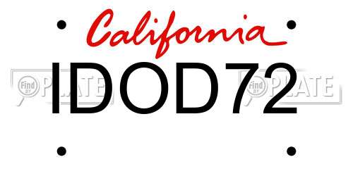 IDOD72 California License Plate