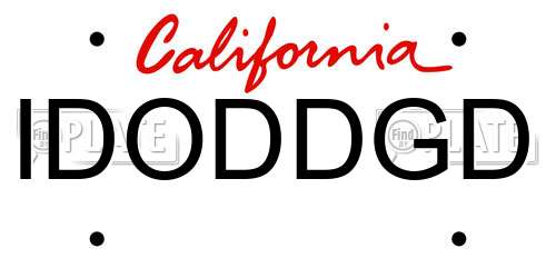 IDODDGD California License Plate