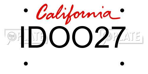 IDOO27 California License Plate