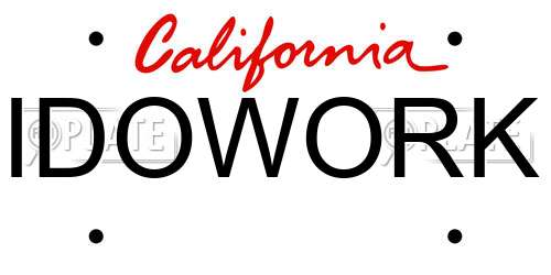 IDOWORK California License Plate