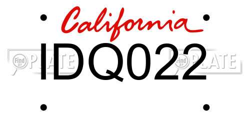 IDQ022 California License Plate