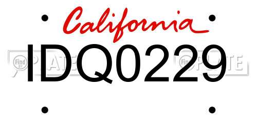 IDQ0229 California License Plate