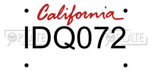 IDQ072 California License Plate