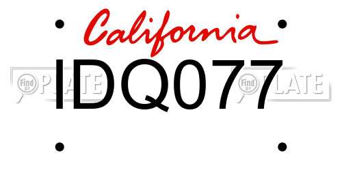 IDQ077 California License Plate