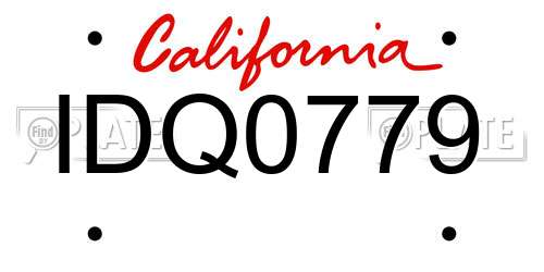 IDQ0779 California License Plate