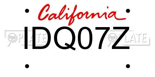 IDQ07Z California License Plate