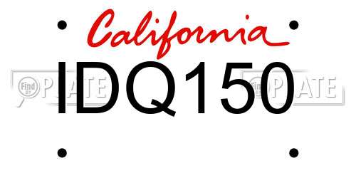 IDQ150 California License Plate