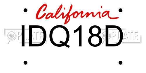IDQ18D California License Plate