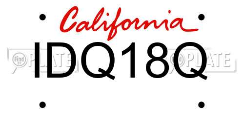 IDQ18Q California License Plate