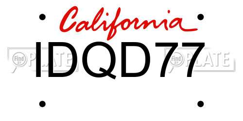 IDQD77 California License Plate