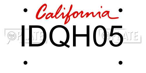 IDQH05 California License Plate