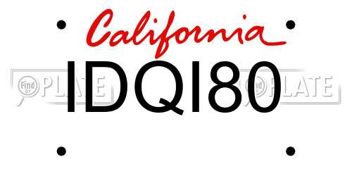 IDQI80 California License Plate