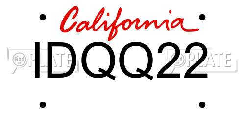 IDQQ22 California License Plate