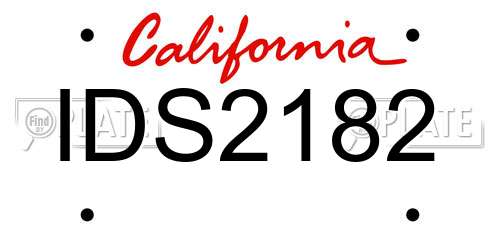 IDS2182 California License Plate