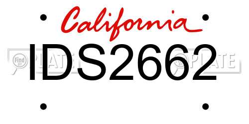 IDS2662 California License Plate