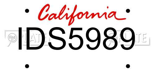 IDS5989 California License Plate