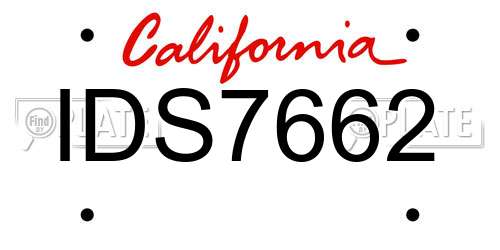 IDS7662 California License Plate