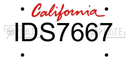 IDS7667 California License Plate