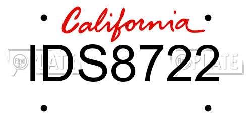 IDS8722 California License Plate