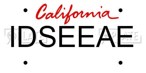 IDSEEAE California License Plate