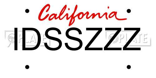 IDSSZZZ California License Plate