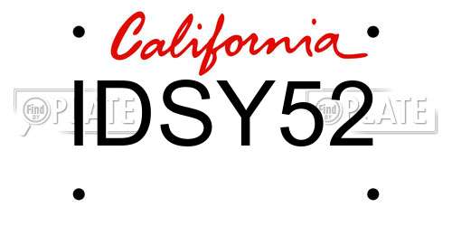IDSY52 California License Plate