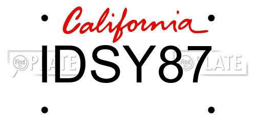 IDSY87 California License Plate