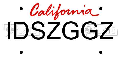 IDSZGGZ California License Plate