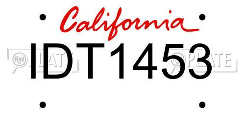 IDT1453 California License Plate